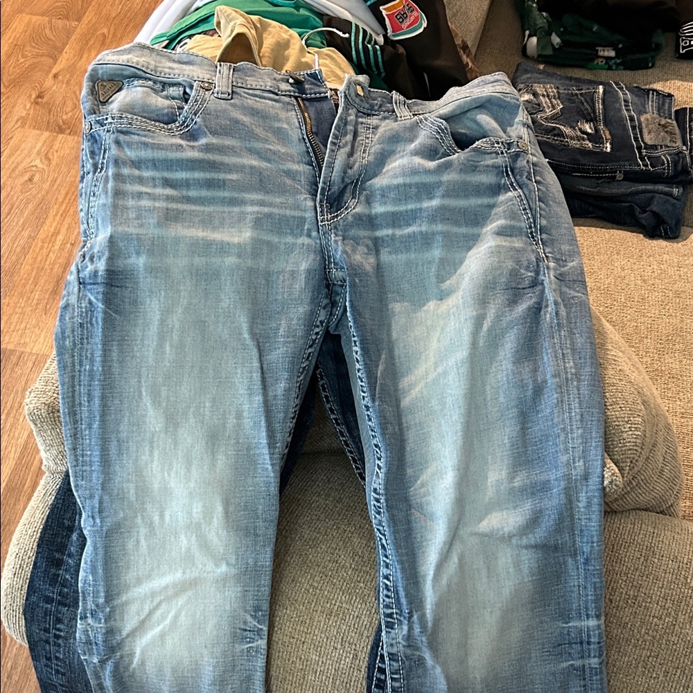 Buckle Men's Faded Blue Bootcut Jeans